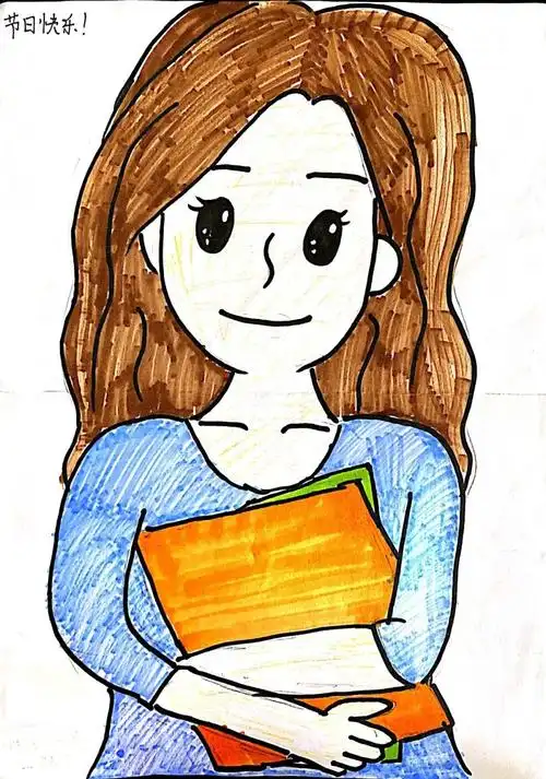 我心中的最美老师人物绘画-图3