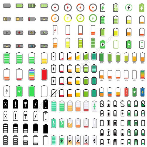 电池电量图标 扁平化卡通不足电充电满电icon ai格式矢量设计素材