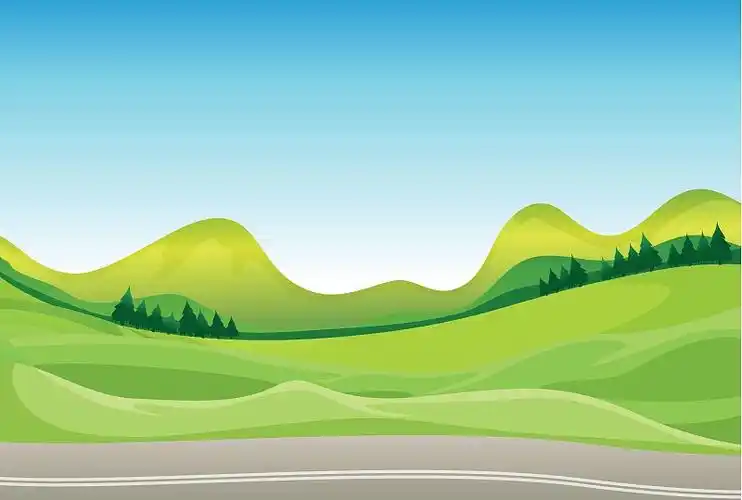 三个场景与仙人掌植物沿道路