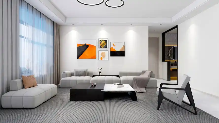 北宸空間設計-桃城--140平三居--现代简约一层客餐厅装修效果图第1张