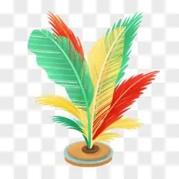 手绘一个彩色的鸡毛毽子元素