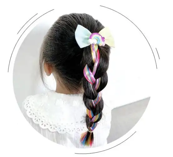 可爱儿童发辫子编发彩绳女童宝宝小女孩公主麻花辫发饰头饰发圈1幻彩