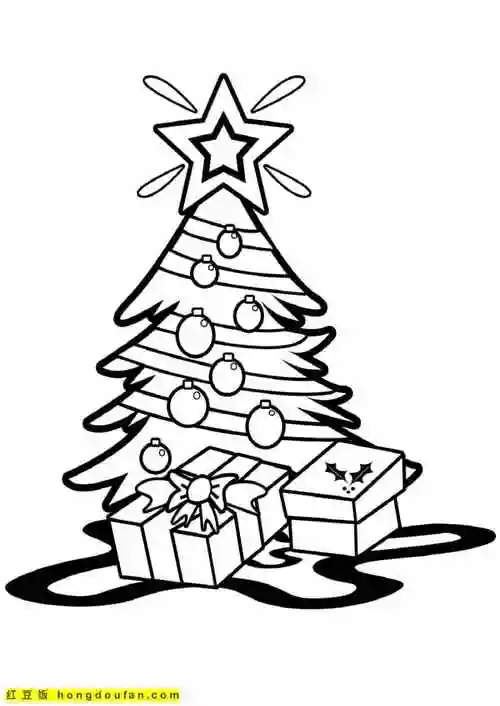 8张4到10岁孩子们最喜欢的满满爱意的圣诞节礼物卡通涂色简笔画-红豆