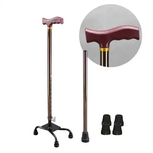 maxhealth 铝合金拐杖老人四角拐棍助行器伸缩 两用拐杖 t形拐