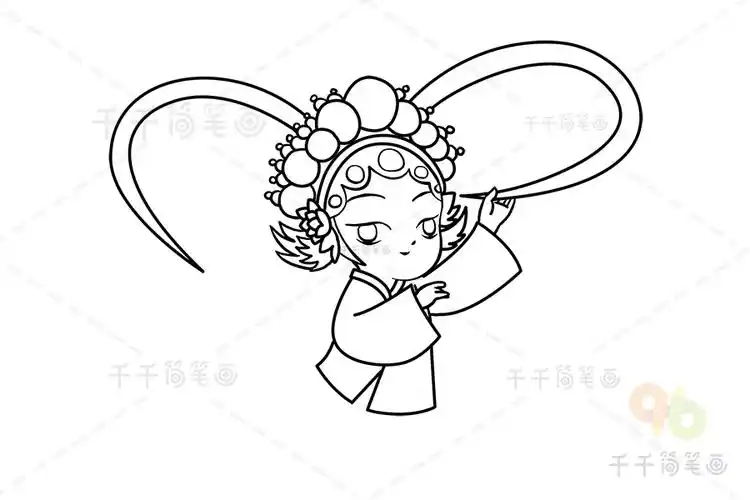 戏曲花旦简笔画_戏曲人物大全简笔画