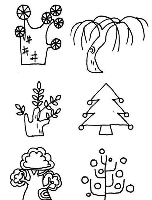 树的画法简笔画一年四季