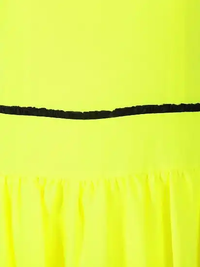 飒菈荻恩荧光黄复古翻领连衣裙