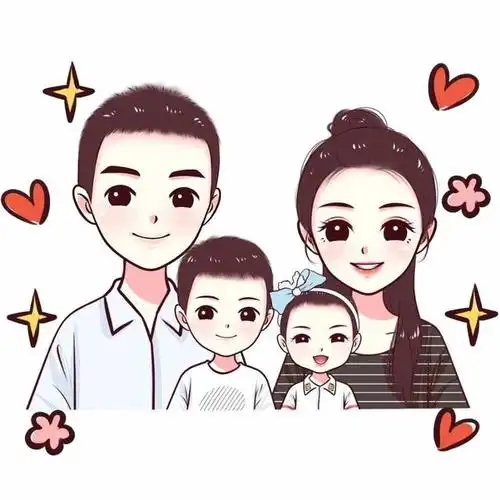 动漫手绘头像,一家四口头像合集,全家福微信头像