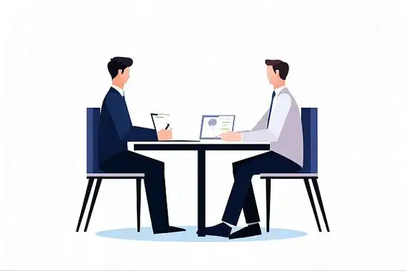 人物人物两人面对面坐着面试扁平ai插画