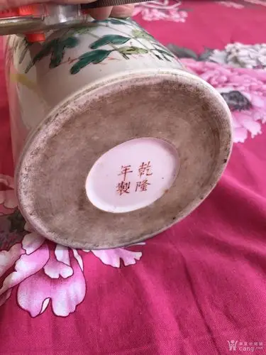 老洪宪仿乾隆帽筒植物花卉