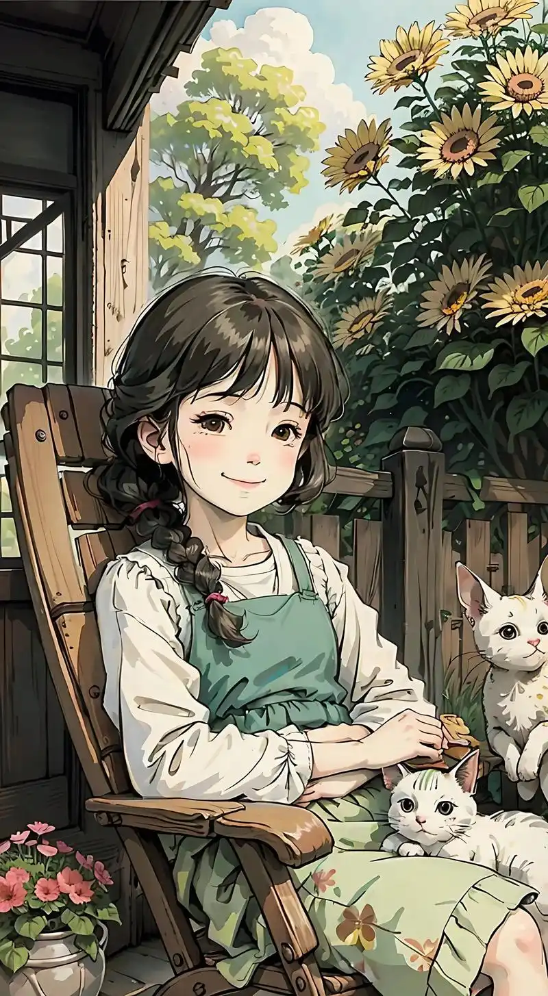 一个看书的女孩,开心的笑容#二次元 #宫崎骏 #动漫 #抖音 - 抖音