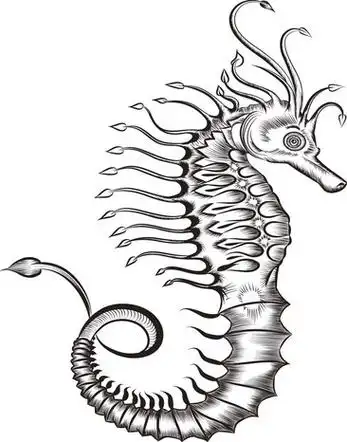 创意线条手绘海马