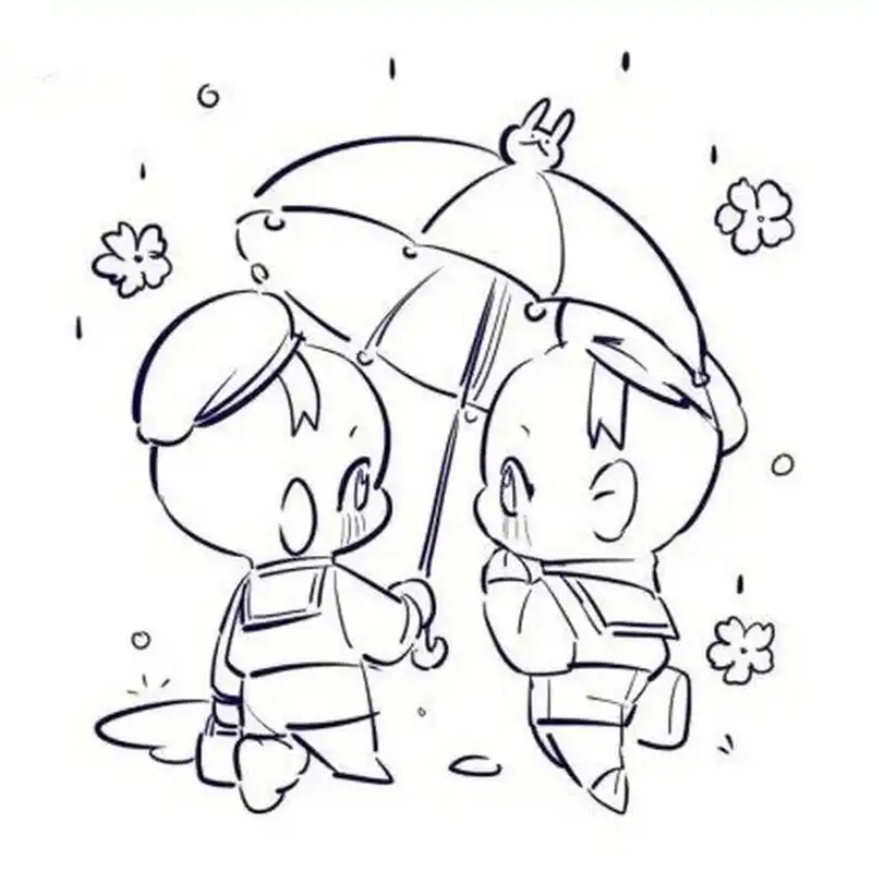 【板绘素材】q版人物双人互动构图绘画参考 人类的幼崽就是这么可爱