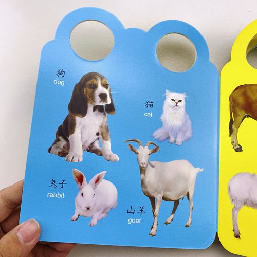 常见动物认知卡片彩图手提书早教认物儿童看图认动物图片撕不烂婴儿小