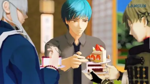 吃蛋糕不带鹤球的三人