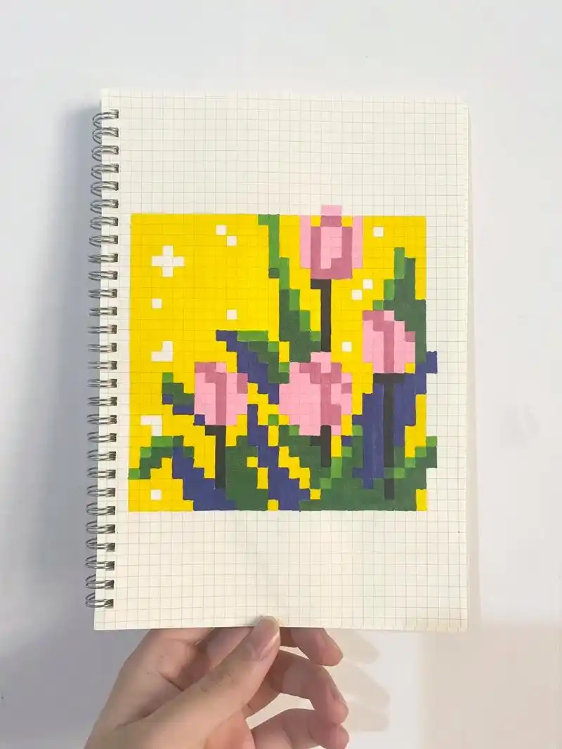 像素画 | 郁金香93.#像素画 #郁金香 - 抖音