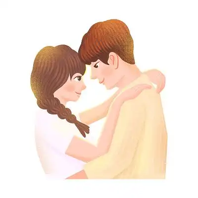 彩色手绘卡通浪漫情人节人物情侣亲密元素png素材214情人节元素