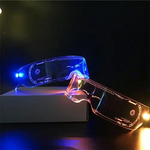 现货厂家供应音乐节透明亚克力眼镜 科技感15色变色led亚克力眼镜