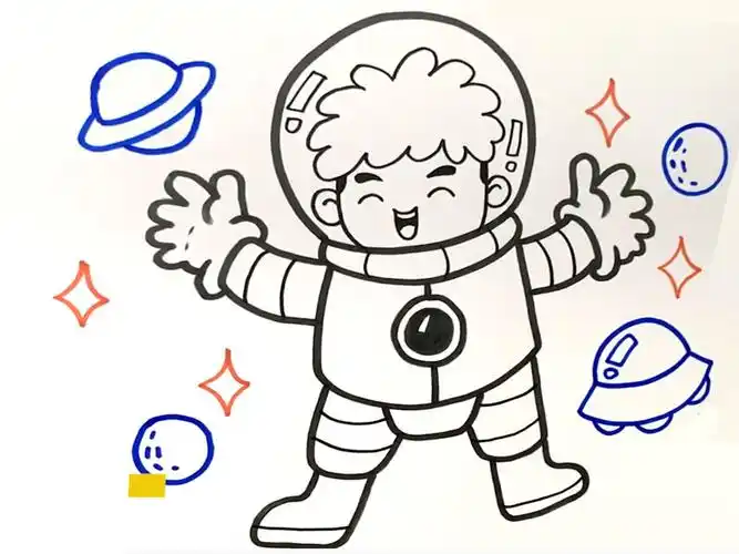 2021年遨游太空的宇航员简笔画