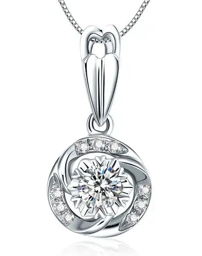 周六福18分白18k金钻石吊坠