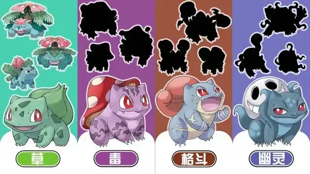 神奇宝贝妙蛙种子的幽灵毒格斗属性毒属性顶着红伞伞