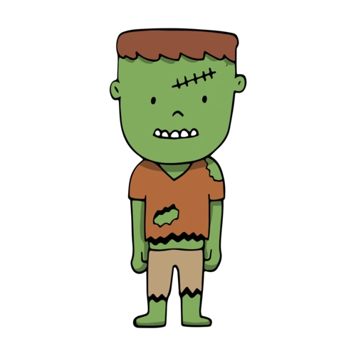 手绘萌系q版万圣节僵尸插画