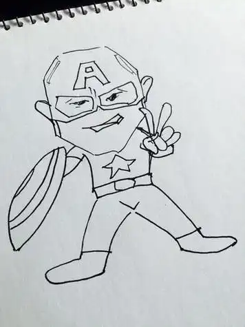 简笔画教程:漫威系列q版美国队长美国队长儿童简笔画_简笔画_美国队长