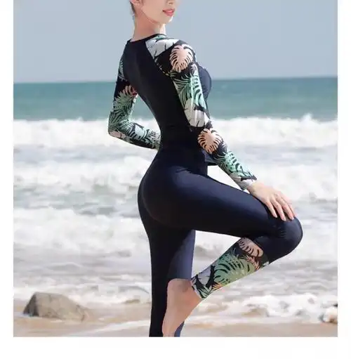 泳衣女运动分体三件套保守长袖长裤防晒新款2024竞技专用温泉泳装