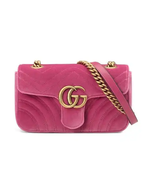 gucci女包 古驰女包奢侈品包 446744 gg marmont迷你单肩包 金色7475