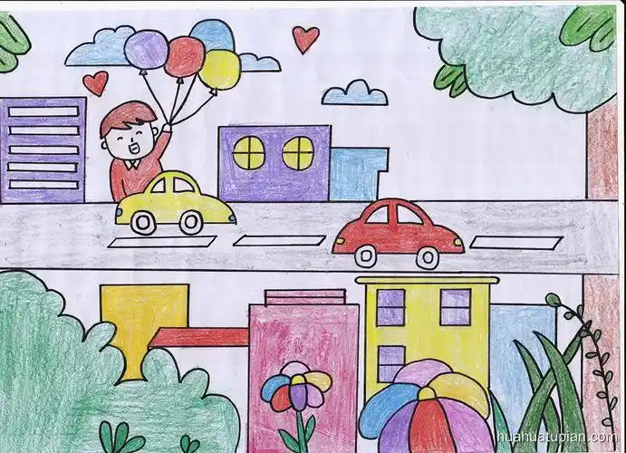 小学生共创文明城市主题绘画作品9张-图2