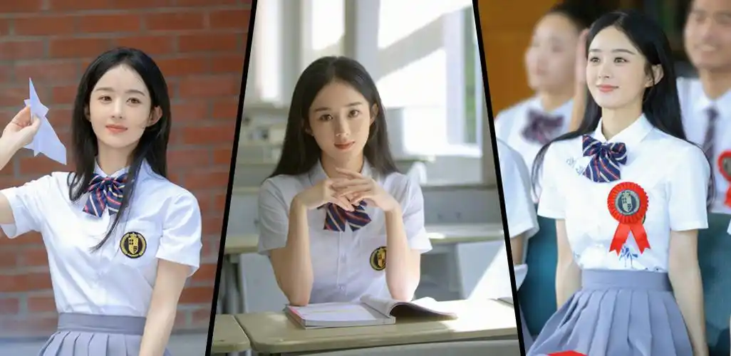 赵丽颖校服造型好清纯