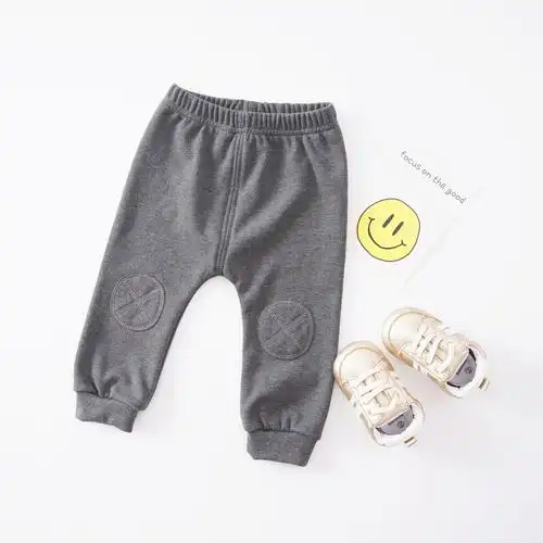 春秋男童女童宝宝膝盖补丁款柔软弹力纯棉凯斯绒厚款磨毛哈pp伦裤