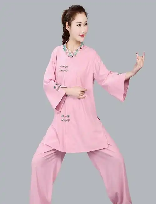 2022鸿之梦太极服鸿之梦太极服女夏季棉麻中袖斜襟琵琶扣中老年练功