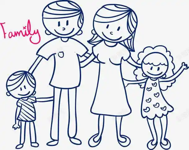 四口之家简笔画画法简笔画头像 | 幸福的一家四口头像全家福简笔画