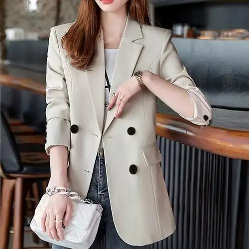 中长款小西装外套女士春秋季新款休闲韩版英伦风炸街西服小众
