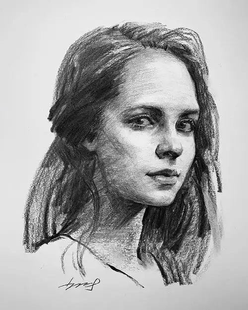 人物肖像画欣赏,富有质感的女孩素描作品集