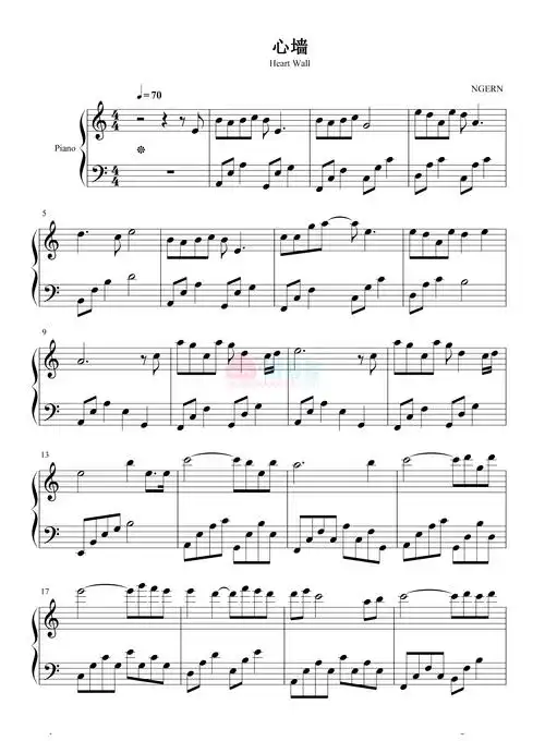 任嘉伦心墙钢琴谱