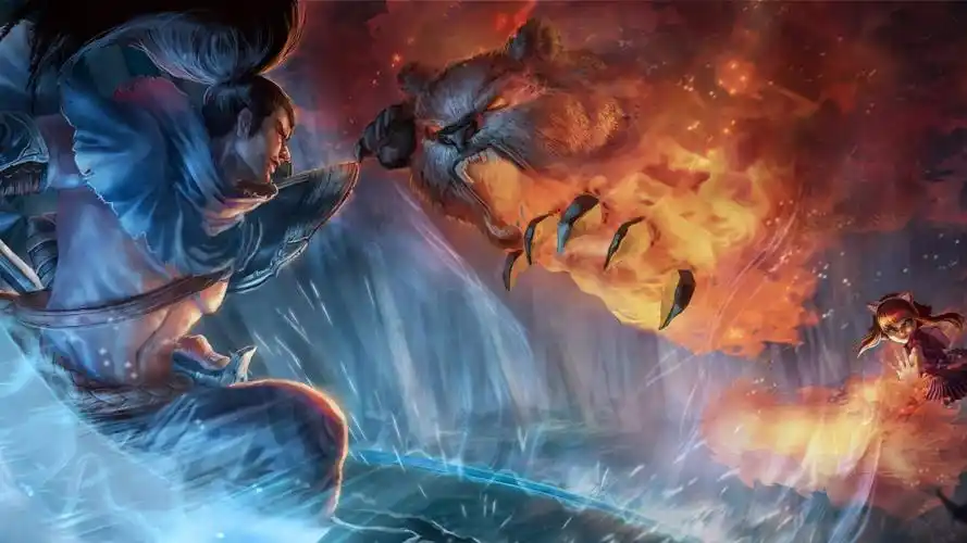 游戏,英雄联盟亚,lol,亚索,安妮,英雄联盟亚索与安妮战斗壁纸