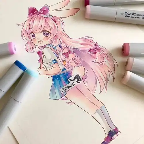 马克笔手绘 | 超萌超可爱q版马克笔动漫手绘,没有你绝对不行