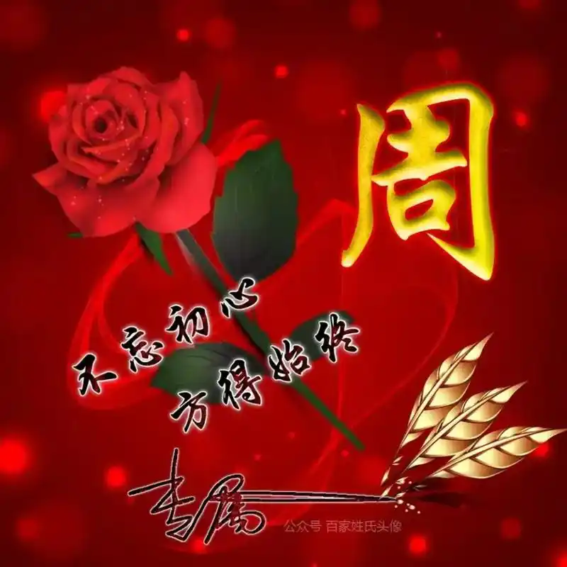 周 不忘初心 方得始终 生属 公众号百家姓氏头像|出来喝酒  - 抖音