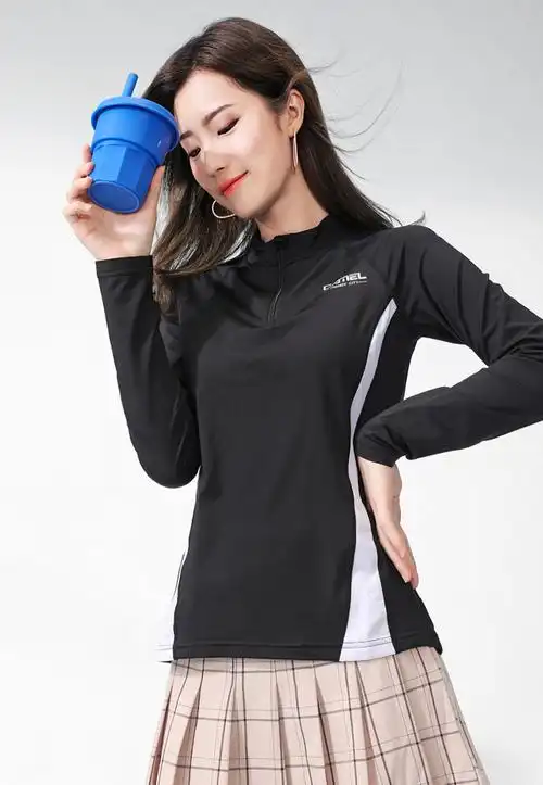 骆驼跑步t恤女秋季运动服透气弹力保暖舒适长袖上衣健身衣女士 j9w140