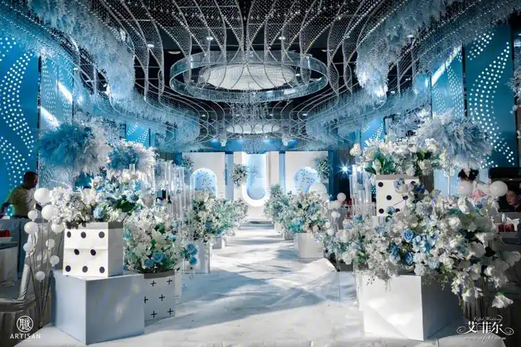 婚礼场景白蓝色77婚礼堂