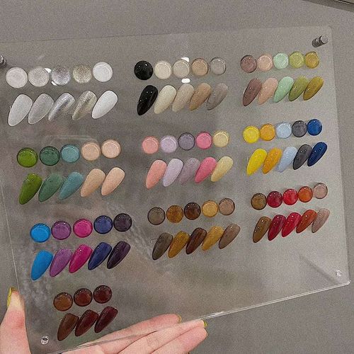 透明美甲展示板日式简约亚克力作品板豆豆色板美甲店光疗彩绘展示