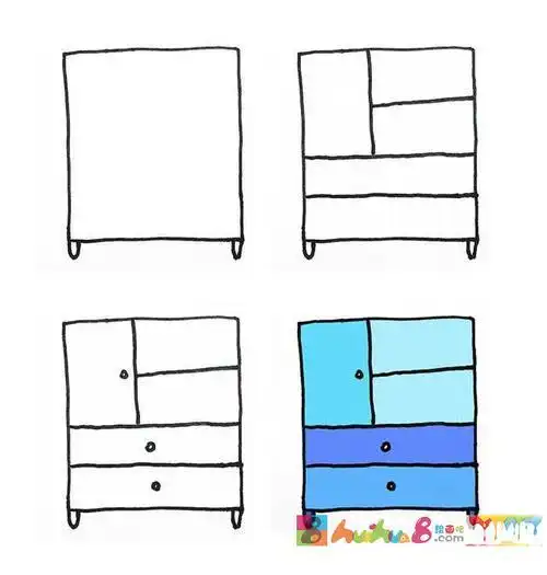 一组家具简笔画图片大全怎么画简笔画教程绘画吧-画画