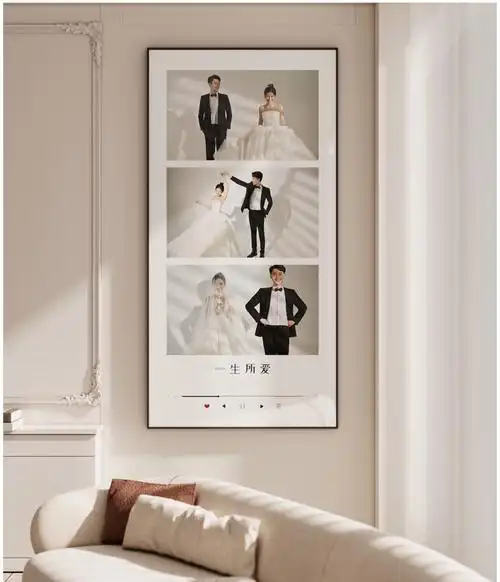 婚纱照多宫格相框放大挂墙定制玄关画照片墙九喜嫁制作做成相册墙 03