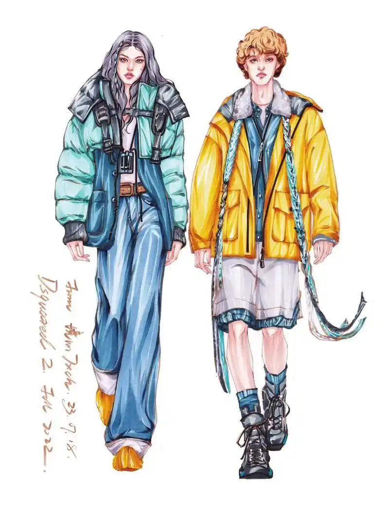 服装考研|境心马克笔时装画服装效果图.