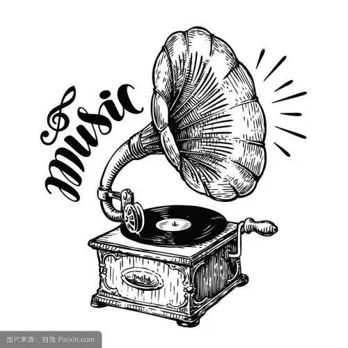 复古留声机简笔画