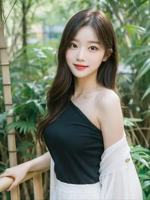 青春美女白衣红裙少女展现白皙美肌与灵动大眼秀发披肩引爆网络热潮