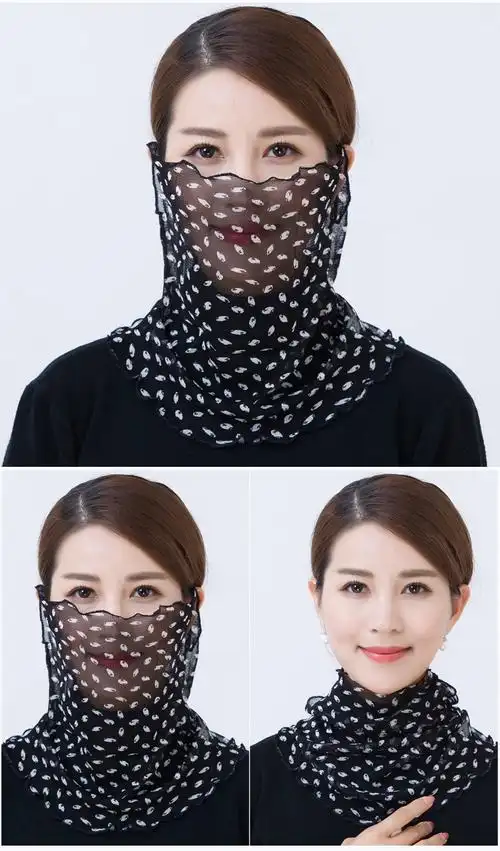 【轻薄 透气不闷】夏天用的套头丝巾丝网眼围脖女套头蒙面纱骑行遮阳