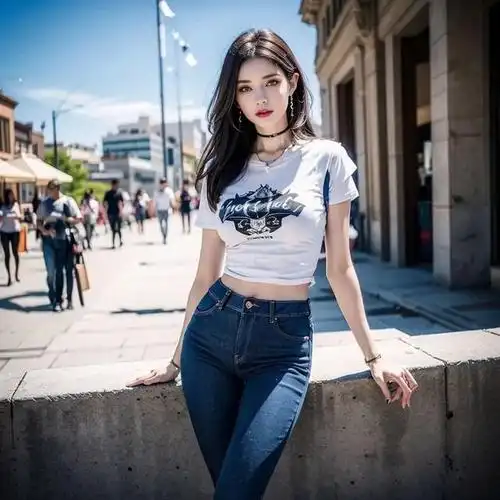 紧致身材的牛仔裤美女,展现出令人惊艳的美丽